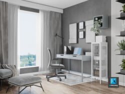 perspective plan 3d bureau paris