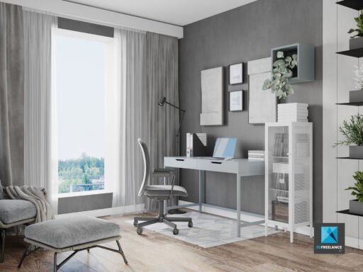 perspective plan 3d bureau paris