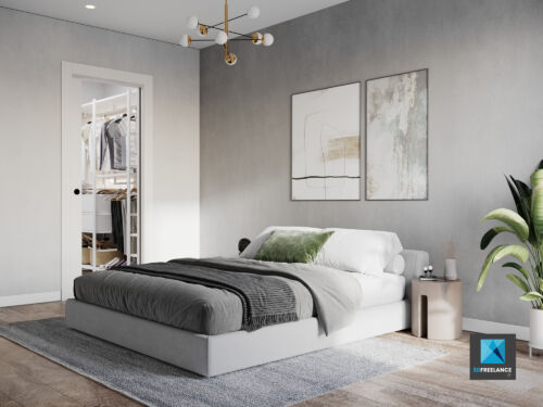 perspective plan 3d chambre a coucher paris
