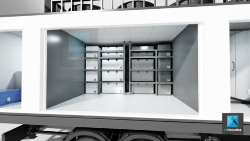 dessin 3d intérieur camion d'assistance