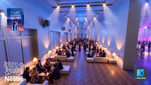 dessin plan 3d ia diner de gala évènementiel Nestlé