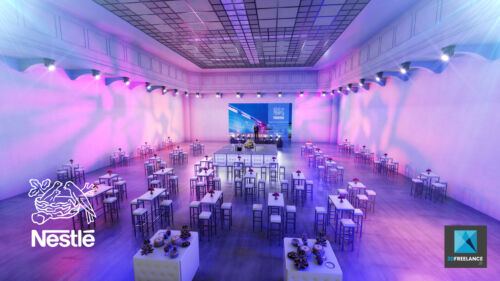 illustration 3d modélisation 3d diner de gala Nestlé visualisation