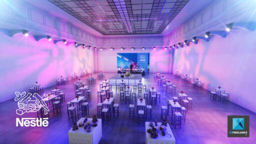 illustration 3d modélisation 3d diner de gala Nestlé visualisation