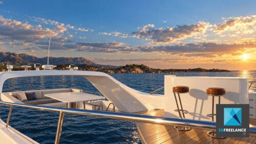 illustration 3d bateau yacht