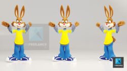 modélisation 3d lapin nesquik mascotte