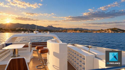 perspective 3d bateau yacht