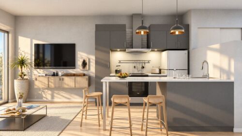image 3d rendu cuisine Québec canada