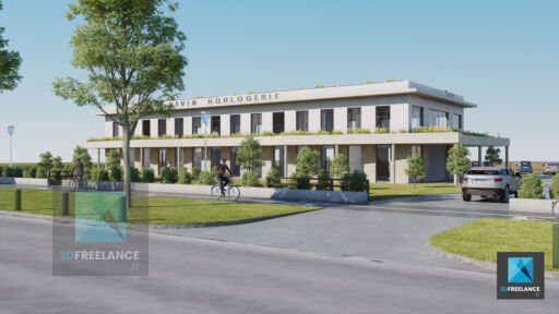 modélisation 3d bâtiment commercial maquette 3d