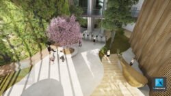 perspective 3d entreprise hall d'accueil