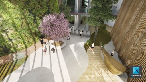 perspective 3d entreprise hall d'accueil