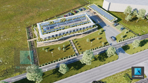 plan 3d parc d'activité commerciale