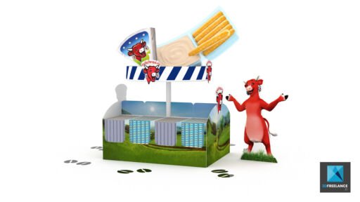 image modélisation 3d PLV la vache qui rit freelance