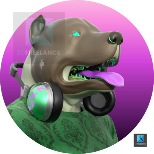 image rendu 3d personnage NFT - chien