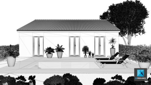 perspective 3d extérieure - volet paysager maquette