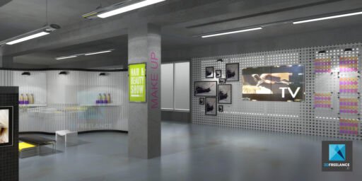 plan 3d showroom l’Oréal- évènementiel