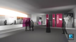 Maquette 3D évènementielle accueil lobby
