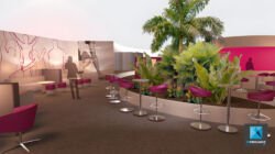 Maquette 3D évènementielle bar lounge