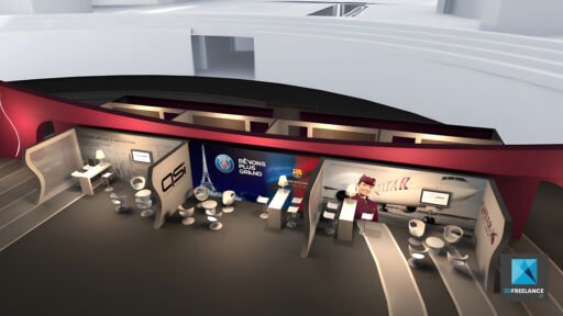 Maquette 3D évènementielle corner sponsors