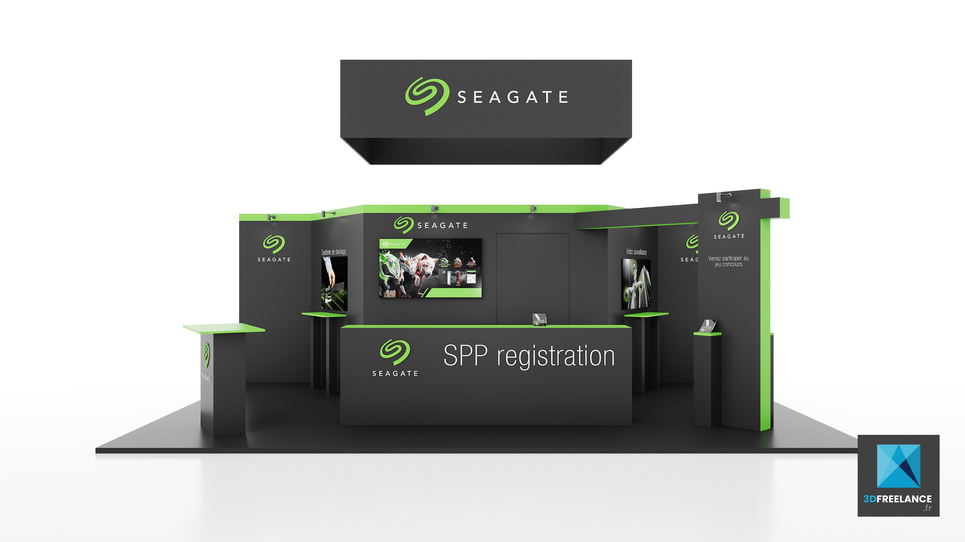 Design d'un stand informatique pour Seagate - FREELANCE 3D