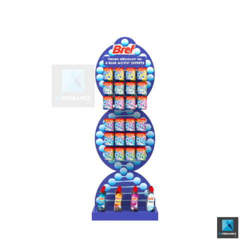 illustration 3d PLV présentoir produit Bref