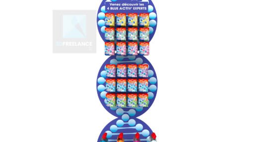 illustration 3d PLV présentoir produit Bref