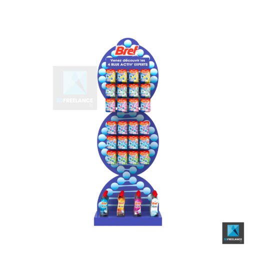 illustration 3d PLV présentoir produit Bref