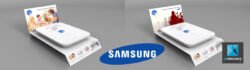PLV carton présentoir Samsung - modélisation 3d