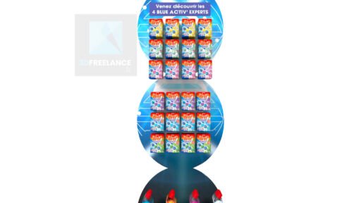 modélisation 3d PLV présentoir produit Bref