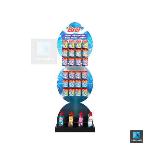 modélisation 3d PLV présentoir produit Bref