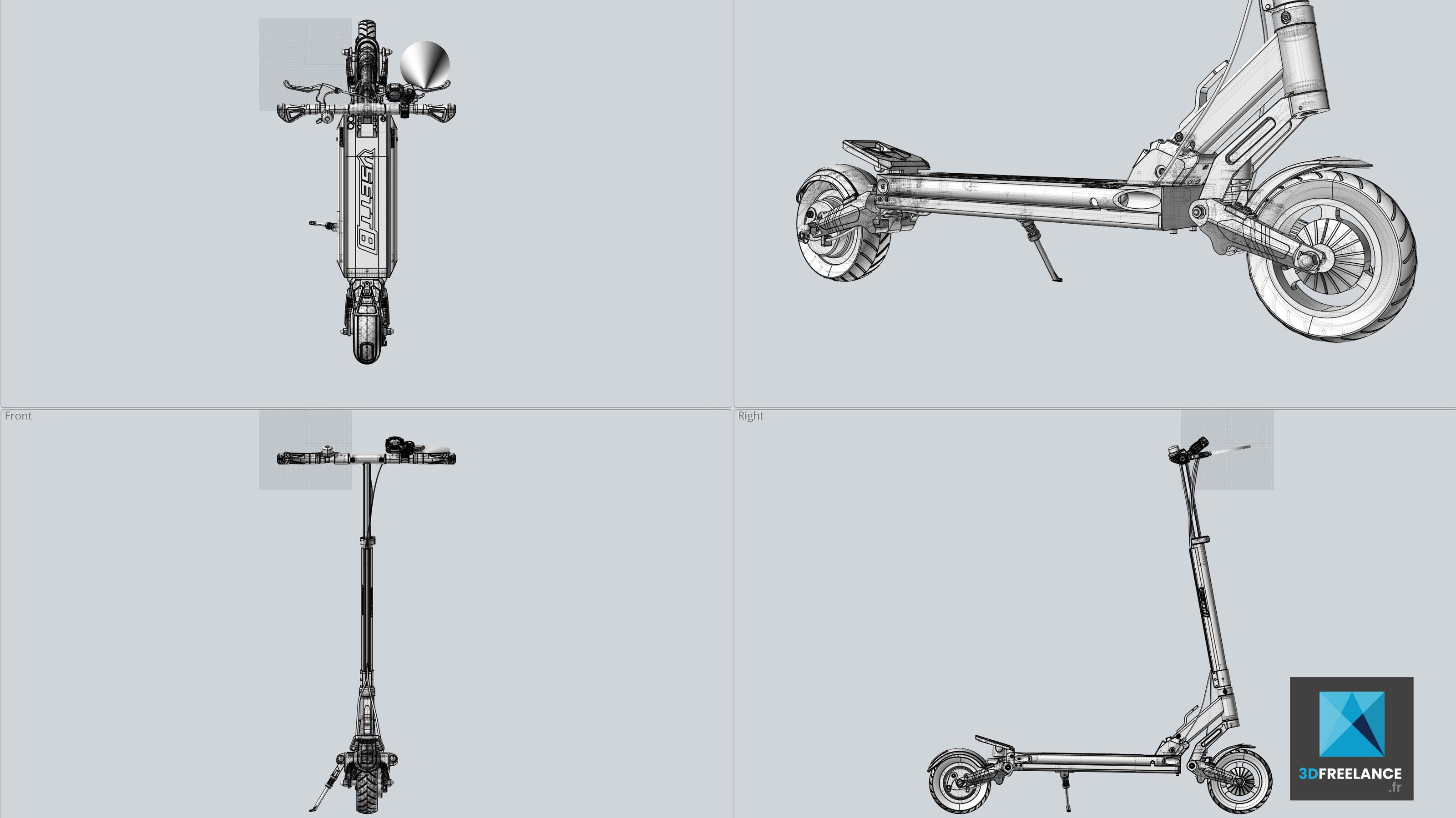 modélisation 3d CAO trottinette