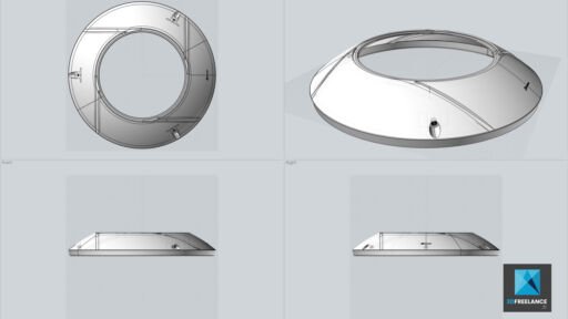 modélisation CAO enjoliveurs de luminaires de piscine