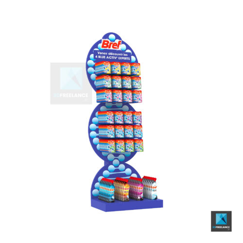 perspective 3d PLV présentoir produit Bref