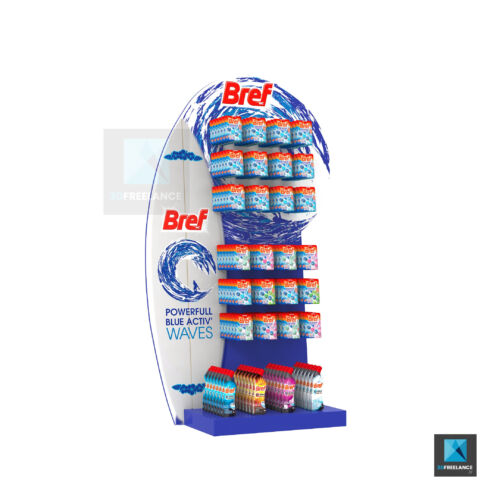 rendu 3d PLV présentoir produit Bref