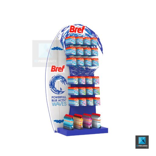 rendu 3d PLV présentoir produit Bref