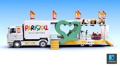 rendu 3d camion évènementiel JO paris 2012