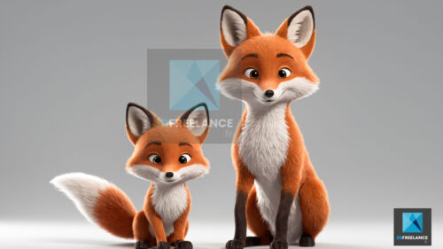 mascotte 3d renard freelance
