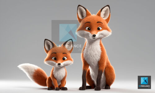 mascotte 3d renard freelance