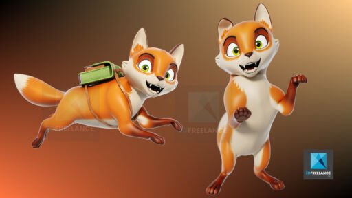 modélisation 3d mascotte renard