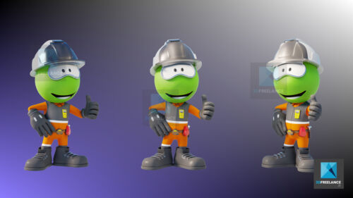 personnage 3d mascotte mineur