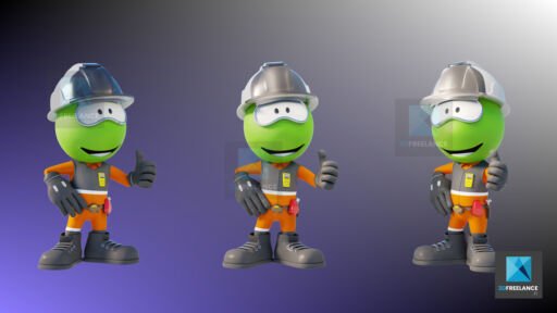 personnage 3d mascotte mineur