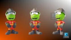 personnage 3d mascotte pompier soldat du feu