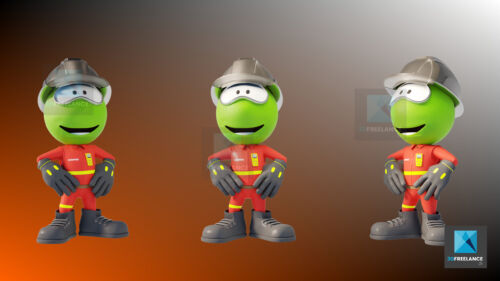 personnage 3d mascotte pompier soldat du feu