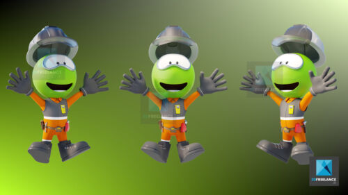 personnage mascotte 3d travailleur BTP