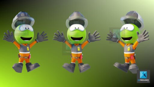 personnage mascotte 3d travailleur BTP