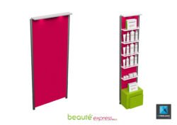 présentoir produits salon de beauté