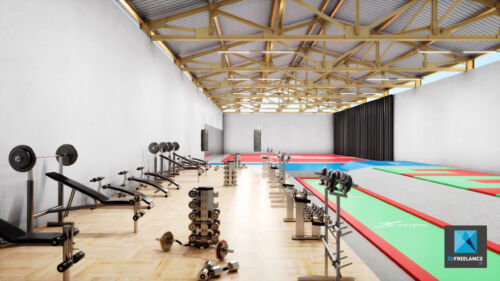 rendu 3d plan gymnase dessin 3d