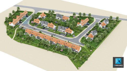 dessin 3d plan de masse lotissement Bourgogne-Franche-Comté