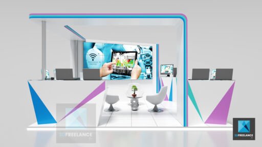 image 3d plan stand high tech informatique