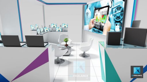 modélisation 3d stand high tech informatique