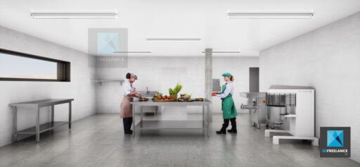 image 3d cuisine de restaurant